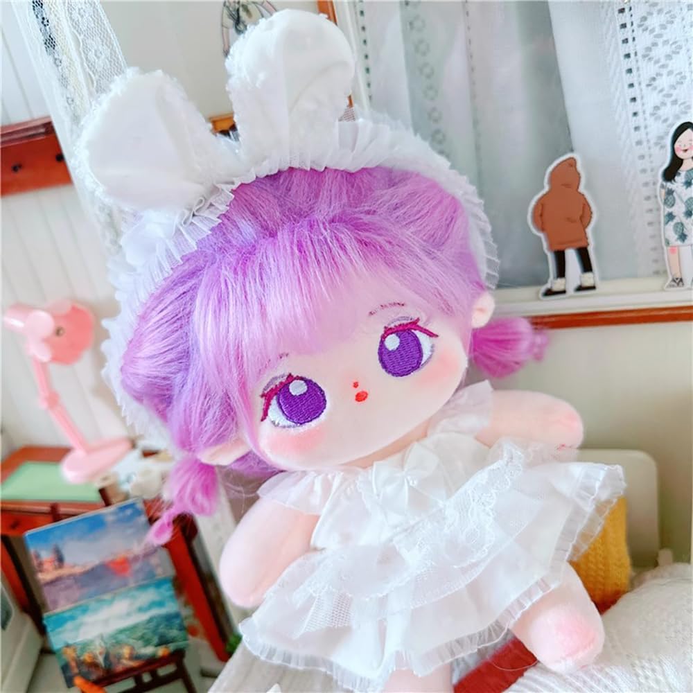 niannyyhouse 20cm Plush Doll Purple Girl Humanoid Stuffed Body no Attribute 8in Normal Body Wearable Clothing Dress Up Gifts (13-with Skeleton)