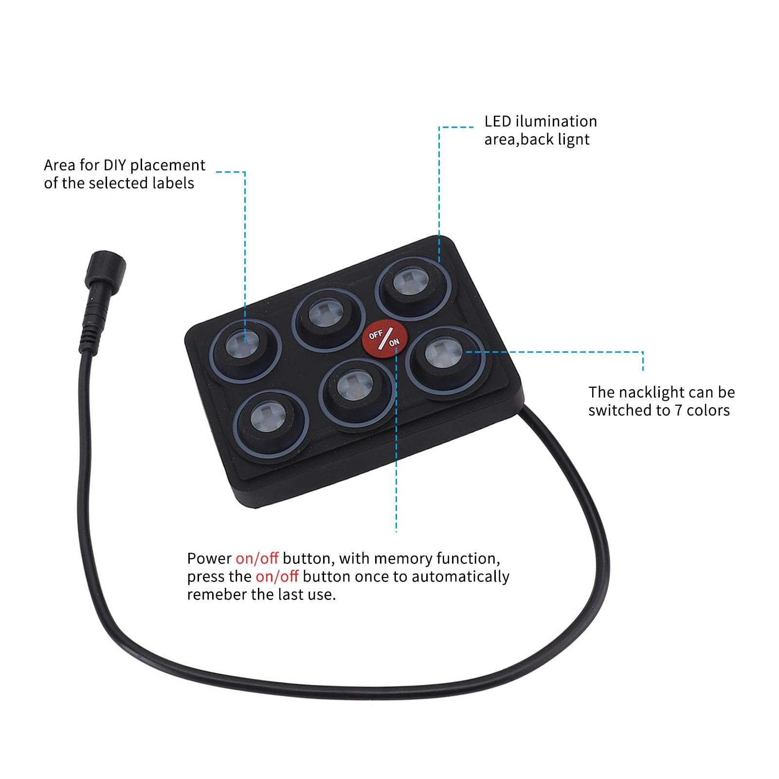 6 Panel Przełącznika Gangu RGB DC 12V do 24 V Auto Dimming IP68 Wodoodporne Obwód Sterujący Przekaźnik Systemowy dla Pickupu Samochodowego UTV ATV Boat Yacht