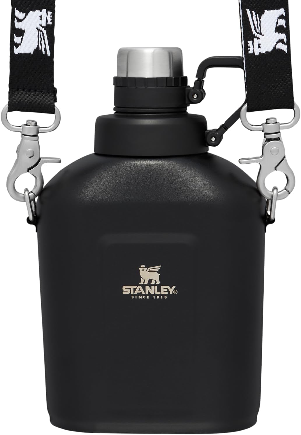 Stanley Legendary Classic Canteen 1.1 qt | Leakproof Drink Container with Strap | Stainless Steel Water Bottle with Lid | Camping, Hiking, Travel | BPA-Free | Black