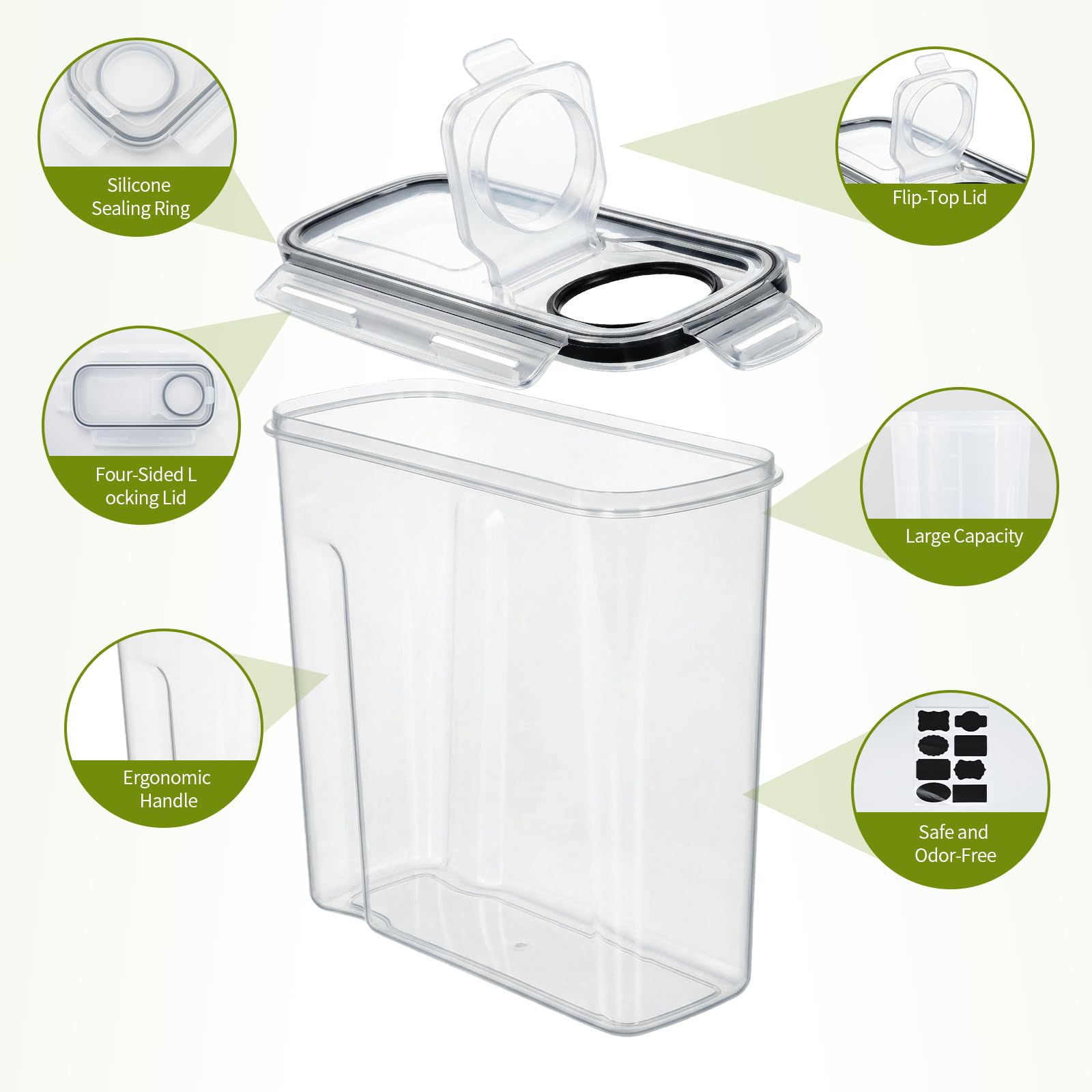 OTraki 4 Pezzi Contenitori Ermetici Per Alimenti Con Coperchio,4L Contenitori Alimentari per Cereali Senza BPA Contenitori Pasta Dispensa,Contenitori Cucina Organizer per la Conservazione Per Cereali