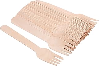 TIDTALEO 100pcs Disposable Wood Utensils Fruit Salad Forks Multi-purpose Party Tableware for Home and Festival Use