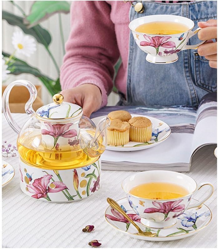 Light Luxury Ceramic Fruit Flower Teapot Household Heat Resistant Tea Set Heating