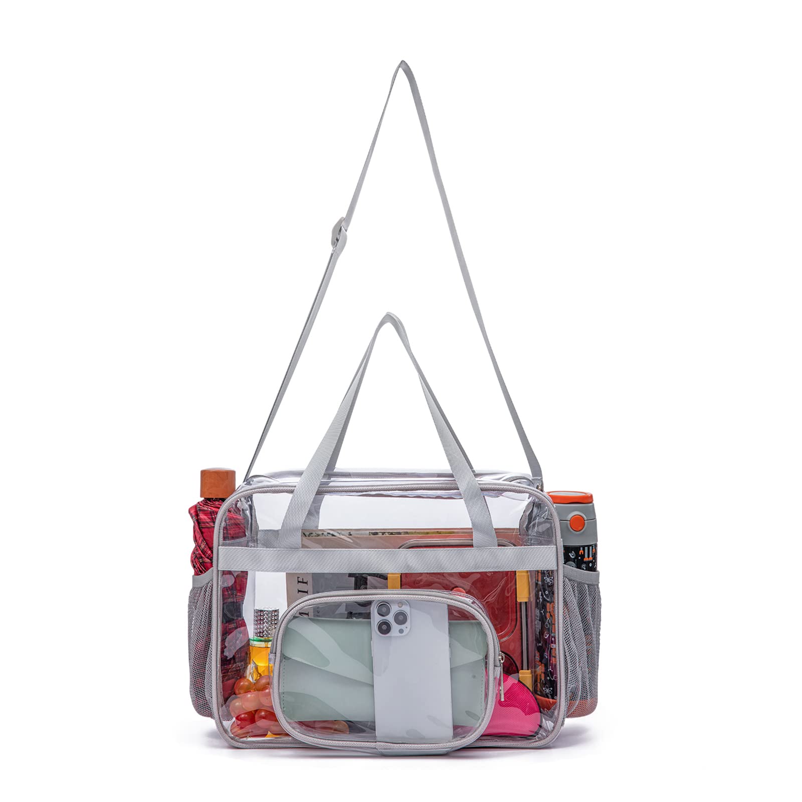 UEOE Clear Bags Stadium Approved,See Through Tote Bag+Shoulder Strap Large Transparent Bag