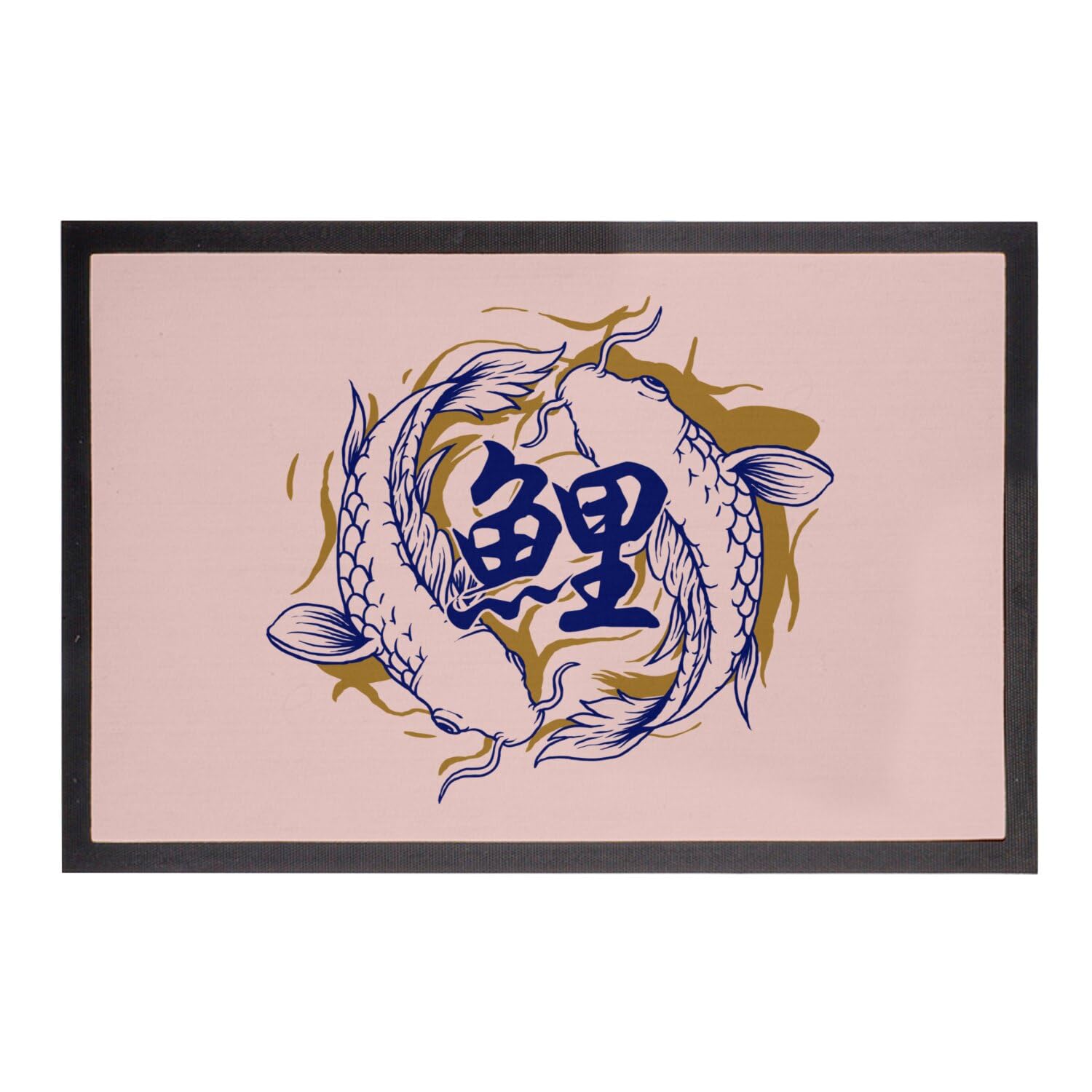 Paillasson Rose Poisson Koi Japonais Symbole de Sérénité 60x40 cm