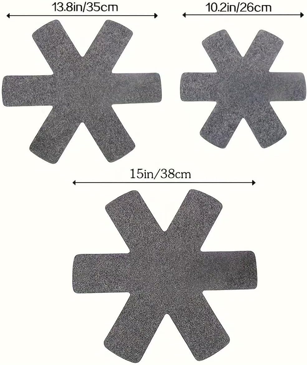 Pot and Pan Protectors, Set of 20 Felt Pan Dividers for Stacking in 3 Sizes (15/13.8/10.2 Inches), Non-Scratch Pot Separators for Kitchen Organization