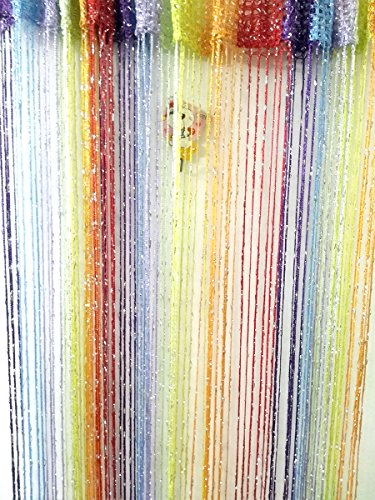 Ave Split Decorative Door String Curtain Wall Panel Fringe Window Room Divider Blind Divider Tassel Screen Home 100Cm*200Cm (Colorful18) #TOP2