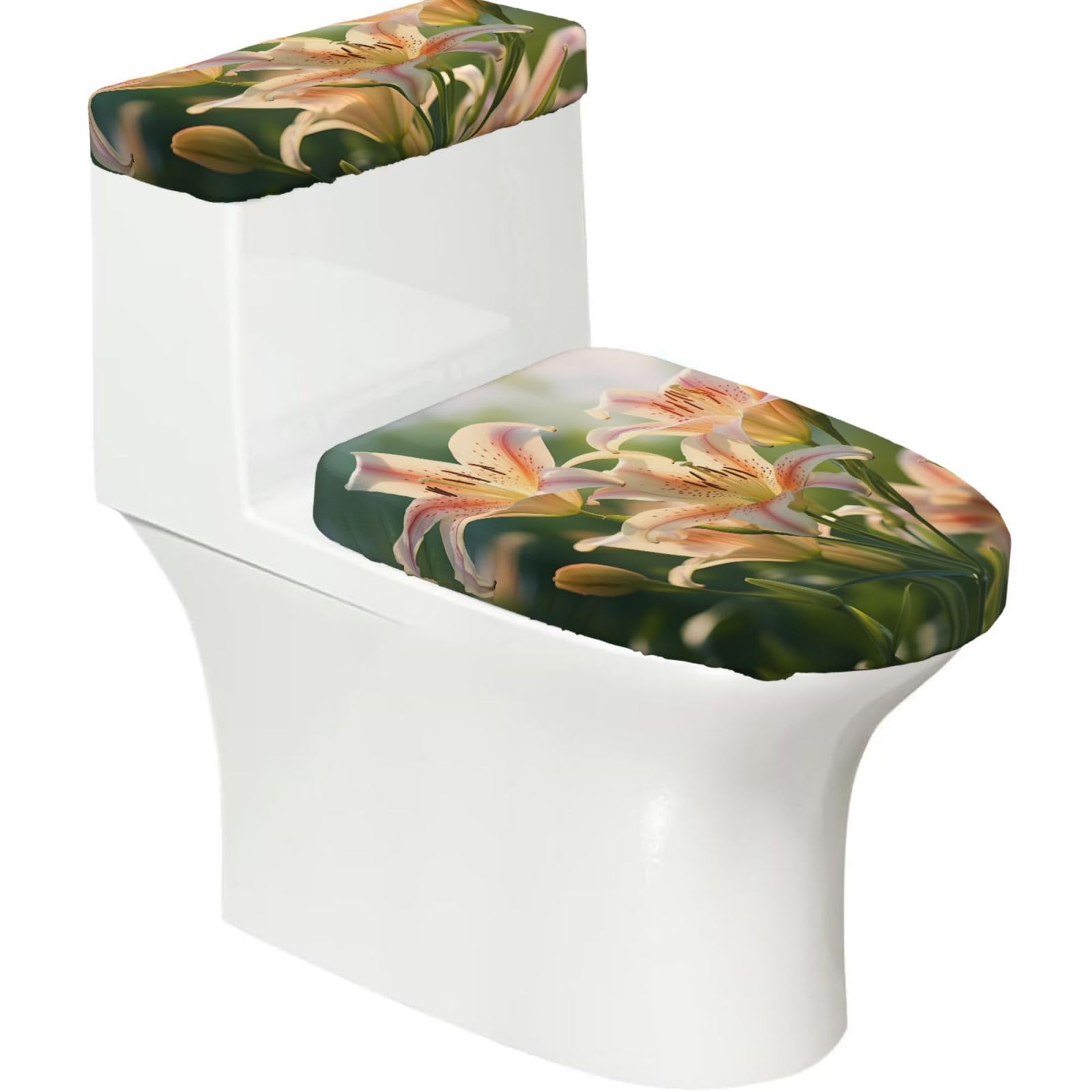 Mrowyc Black Virgin 2-Piece Toilet Seat & Tank Lid Cover Set - Elastic Stretch Design - Universal Fit For U-Shape-O-Shape-Elongated Toilets - Functional Bathroom Decor & Housewarming Gift
