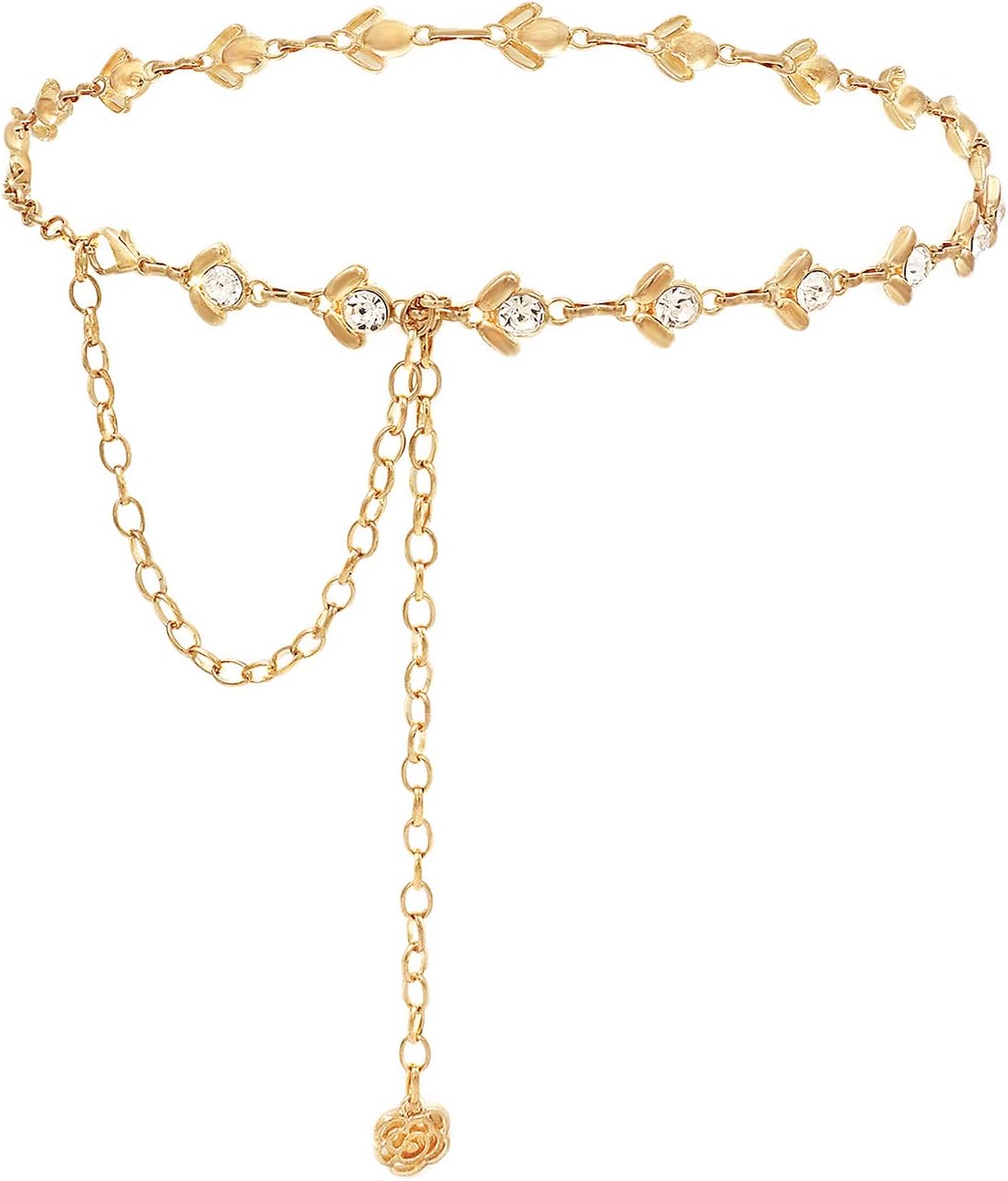 LamdgbwayCrystal Chain Belt Rhinestone Waist Dress Belt for Women