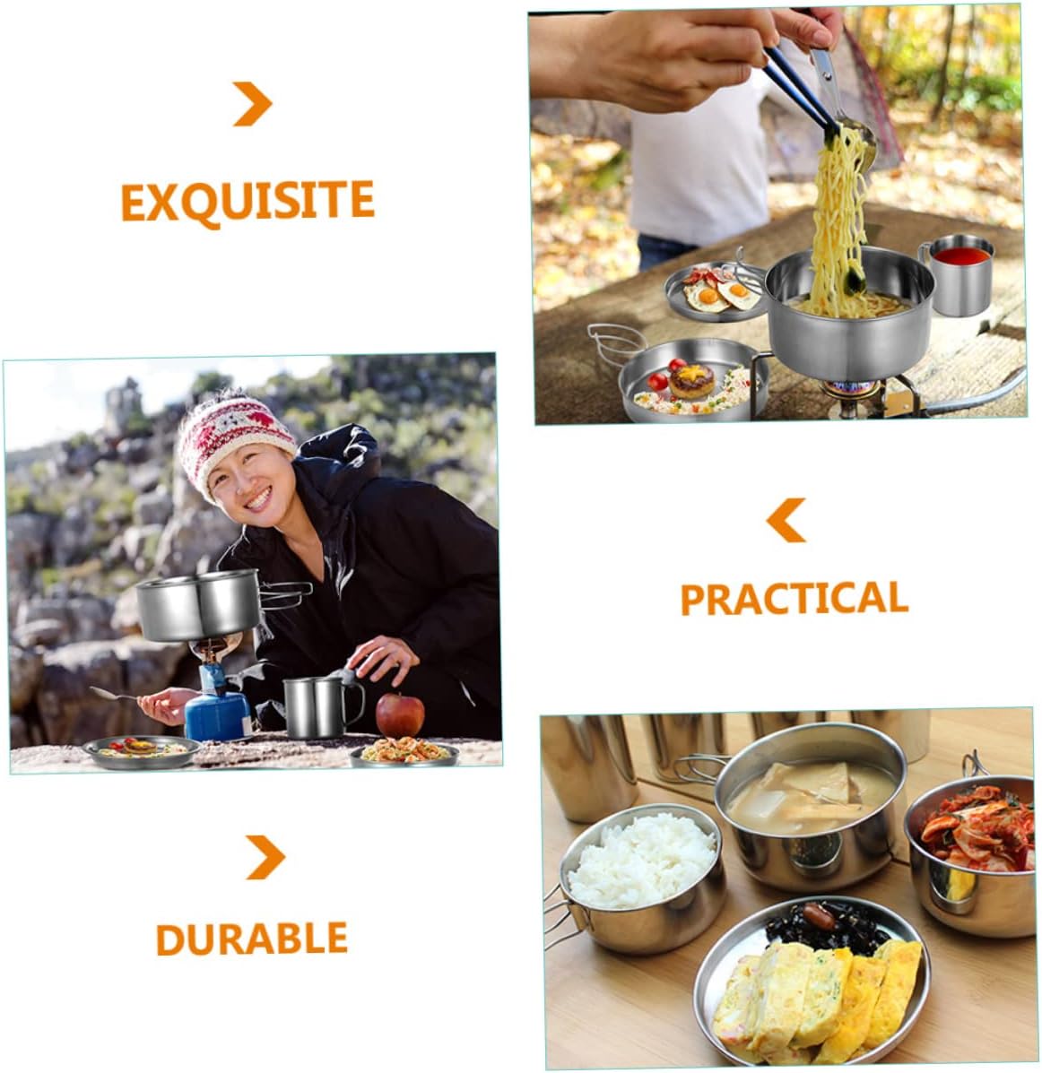 Outdoor Cooking Tool Portable Pot Camping Cooking Pan Picnic Cookware Kit Versatile for Hiking BBQ Camping