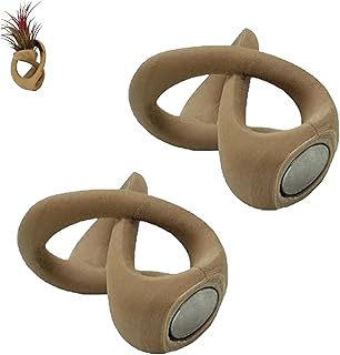 MILRCH Magnetic Air Plant Holder, No Soil Planter for Wall Mount Air Plant PLA Container for Home Office Decor, Ideal Gift for Plant Lovers (2, BROWN)