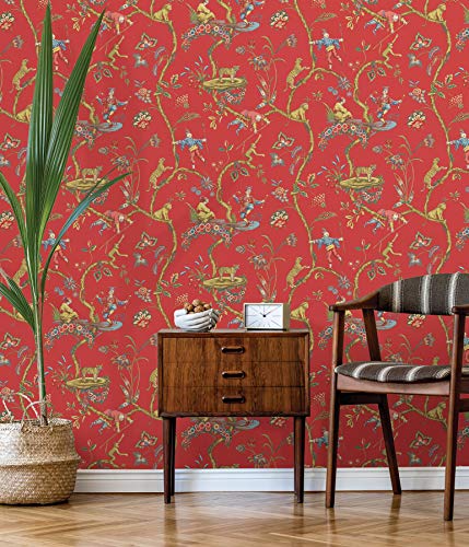 NuWallpaper x Scalamandre Red Tomato Chinoise Exotique Self Adhesive Wallpaper, SCS3844 - Thumbnail 2