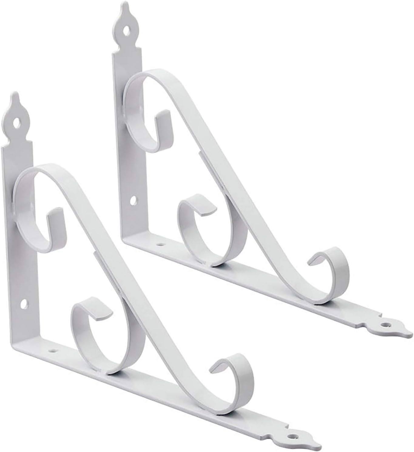 Decorative Shelf Brackets, Black Metal Wall Mounted Corner Brace Shelf Support Wall Hanging for Kitchen Office Bedroom Home Decoration, Easy to Install, Set of 2,White,400mm/16 in