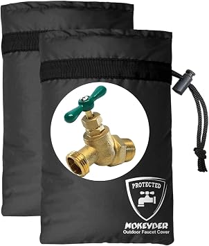 Enlarge Outdoor Faucet Cover for Winter Freeze Protection, 7 W x 10" H Hose Bib Covers Socks for Outside Wall Taps, Reusable Waterproof Insulated Spigot Cover, Black, 2 Packs