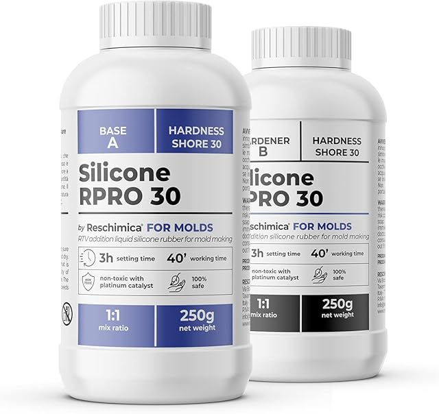 Silicone Rubber 1:1 high Hardness R PRO 30, Silicone Mould Making kit for DIY, 100% Safe, Making Silicone for Resin Moulds, Casting, Jewelry (500 gr /17,64 oz)
