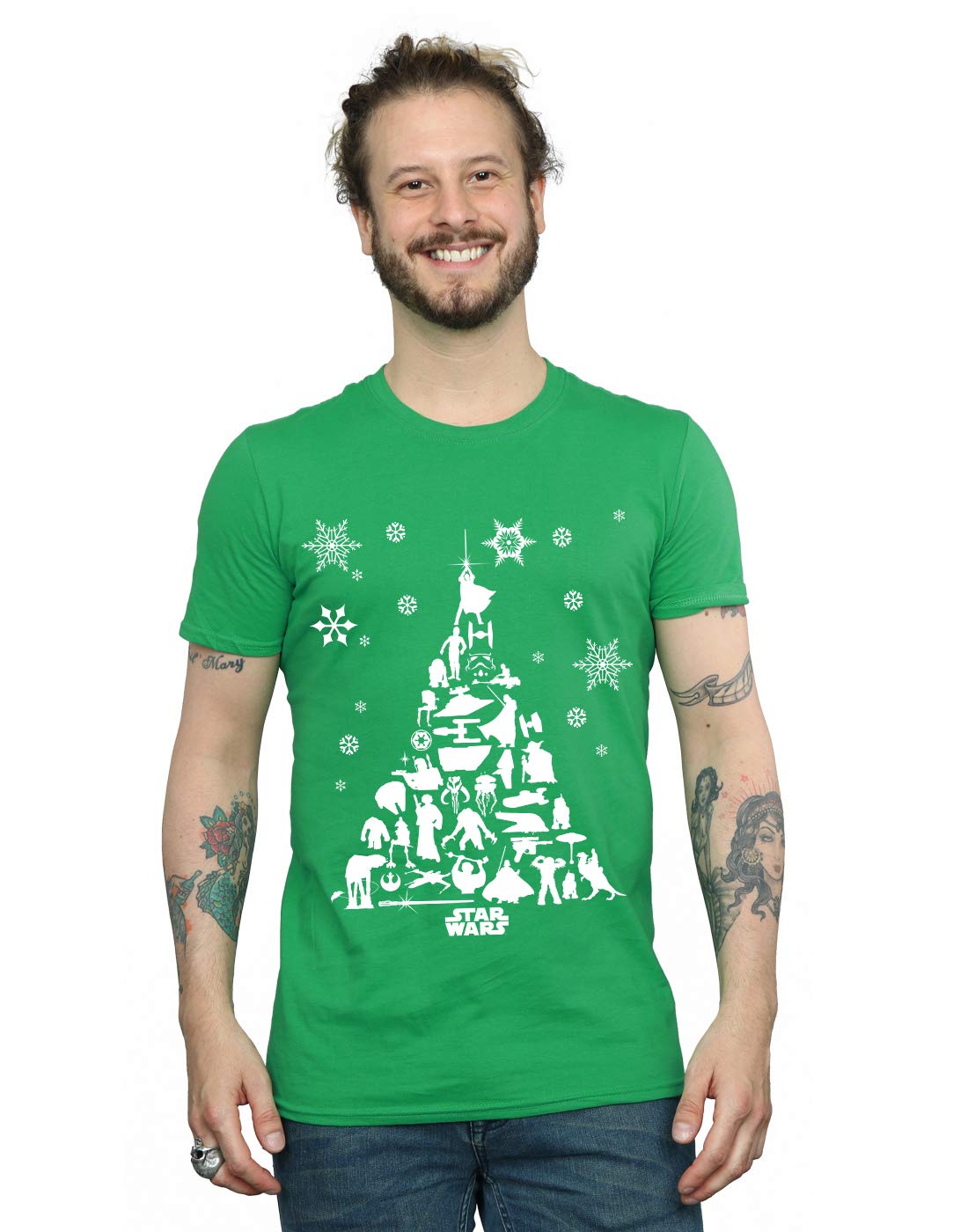 Absolute Cult Men's Irish Green Star Wars Christmas Tree T-Shirt X-Large