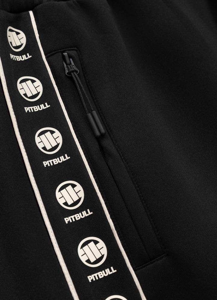 PITBULL - Pantaloni Tuta Uomo Oldschool Powers, Pantalone Tuta Uomo con Cordino Regolabile, Due Tasche con Cerniera, Sportivi e Comodi, Gamba Affusolata