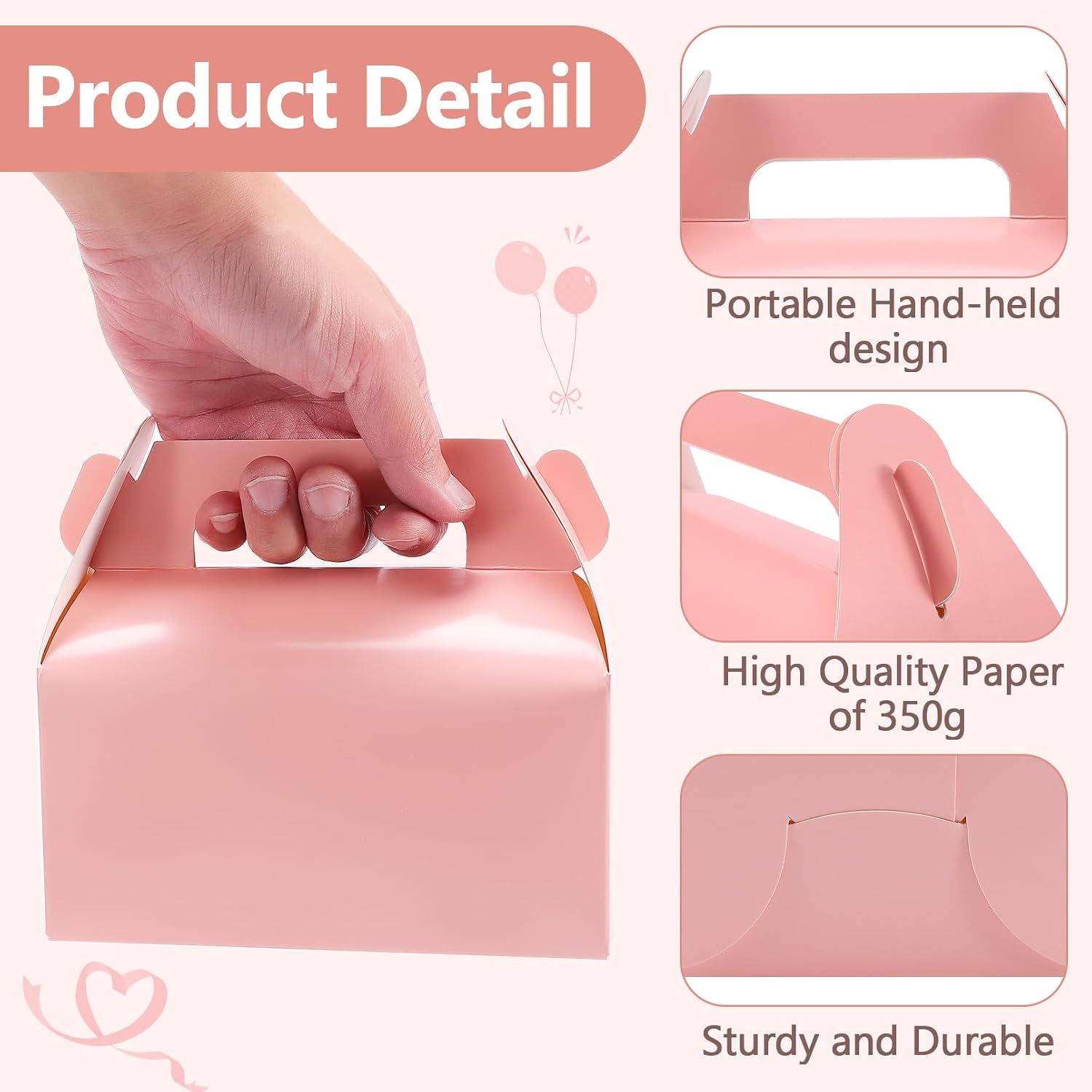 Extrapins 30 Pack Treat Boxes, Gable Boxes Party Favor Boxes, Pink image 3