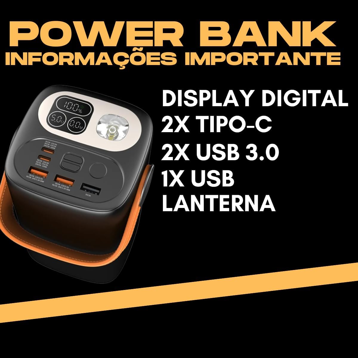 Power Bank Portátil 60000mAh, 100W Turbo, Carregador para Múltiplos Dispositivos, Mini Starlink, Celular, Tablet, Caixa de Som Power Bank Portátil 60000mAh, 100W Turbo, Carregador para Múltiplos Dispositivos, Mini Starlink, Celular, Tablet, Caixa de Som