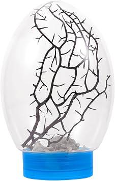 Abaodam Mini Closed Aquatic Biosphere Fish Tank with LED Light, Blue Base Desktop Aquarium Habitat for Shrimp and Small Fish, Home Office Decorative Micro Ecosystem