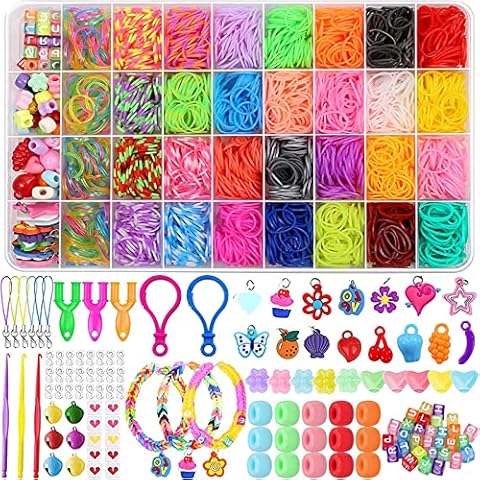 2300 PCS Loom Bands Kit for Girls, 32 Colors Loom Rubber Bands for DIY Refill Bracelet Making Craft Kits, Loom Twist Bands with More Accessories in Storage Case for Party, X-mas Birthday Gift for Kids Cover