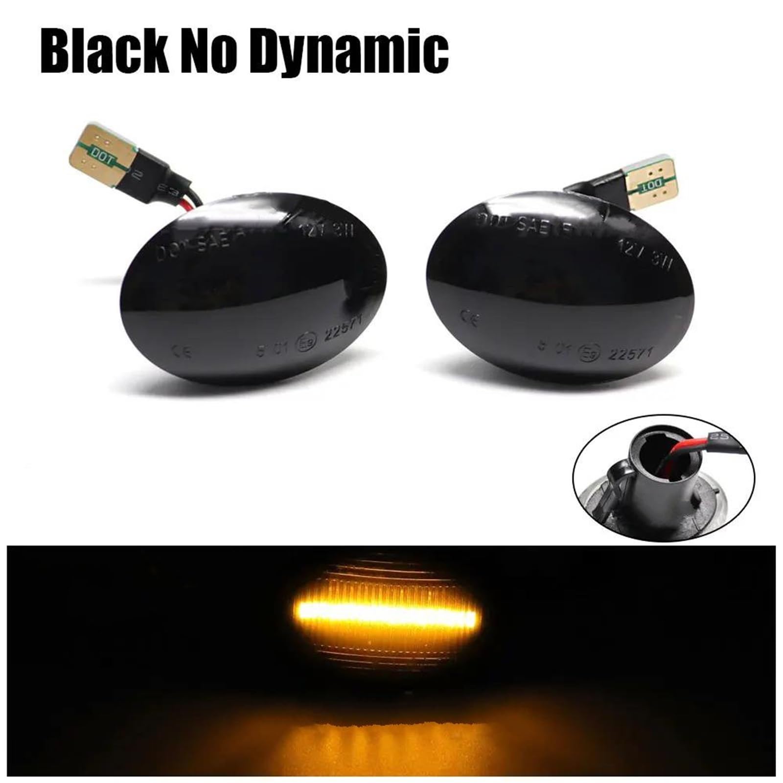 Piloto intermitente Luz LED dinámica señal giro intermitente lámpara indicador lateral para Lancia para Lybra 1999-2005 luces guardabarros coche 2 uds. Luz señal giro ( Color : No Dynamic black )
