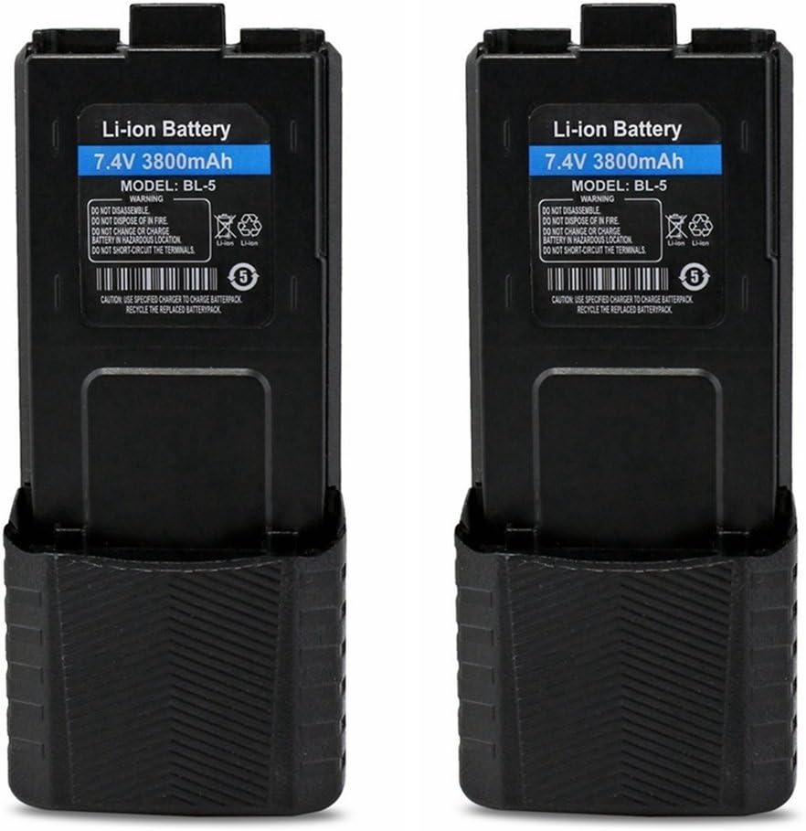 KCTIN Replacement Battery for Baofeng (7.4V 3800mAh BL-5) Walkie Talkies BF-F8HP UV-5R UV5R Plus UV-5RTP UV-5RB BF-F8 BF-F8+ (2 Packs)