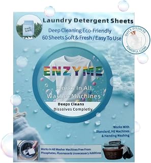 Eco-Friendly Laundry Detergent Sheets - 60 Loads Eco Liquidless Soap - Travel-Friendly for Hot & Cold Cycles, Tackles Tough Stains & Odors - Gentle on Sensitive Skin-Easy To Use (Fresh Scent)