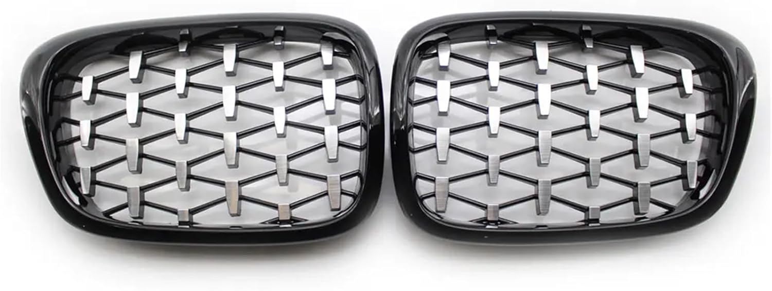 Front Kidney Grille Gypsophila Grille Compatible with BMW E39 M5 Series 1997-2003 520i 525 530 ABS Silver Black(Black Silver)