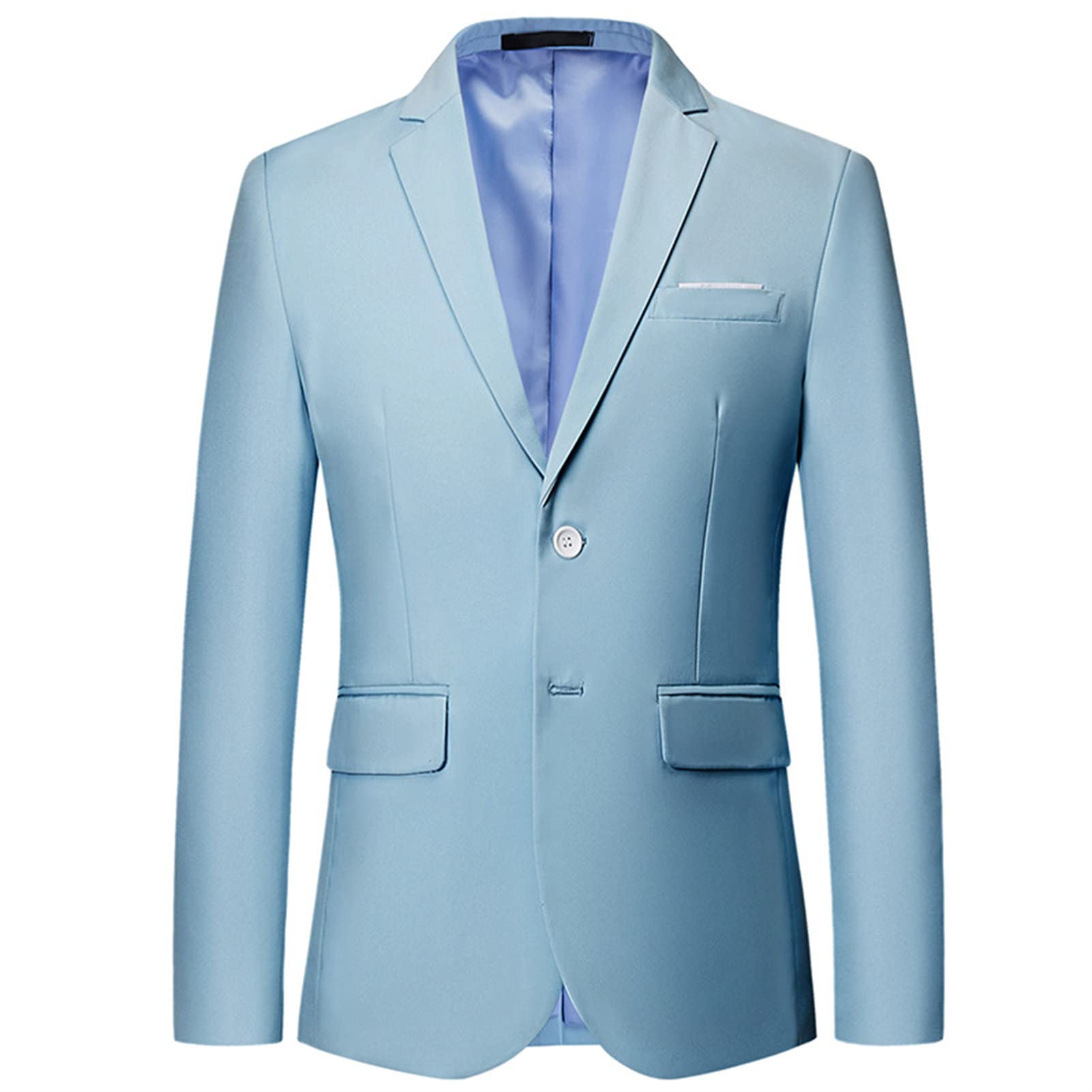 Mens Solid Slim Fit Blazer Jacket Two Button Notched Lapel Business Suit Classic Business Daily Party Sport Coat (Light Blue,Medium)