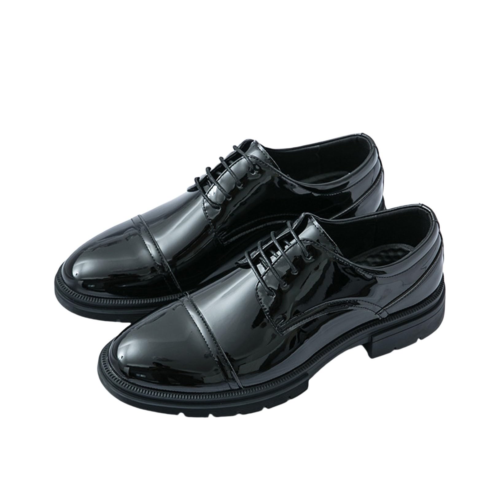 Scarpe in pelle da uomo con tacco a blocco, eleganti e classiche, in Oxford, per uomini, scarpe formali, antiscivolo, punta in pizzo, in pelle, scarpe da sera