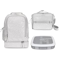 Bentgo Kids 5-Compartment Lunch Box Set With Insulated Lunch Bag and 2-in-1 Backpack Insulated Lunch Bag Glitter Edition