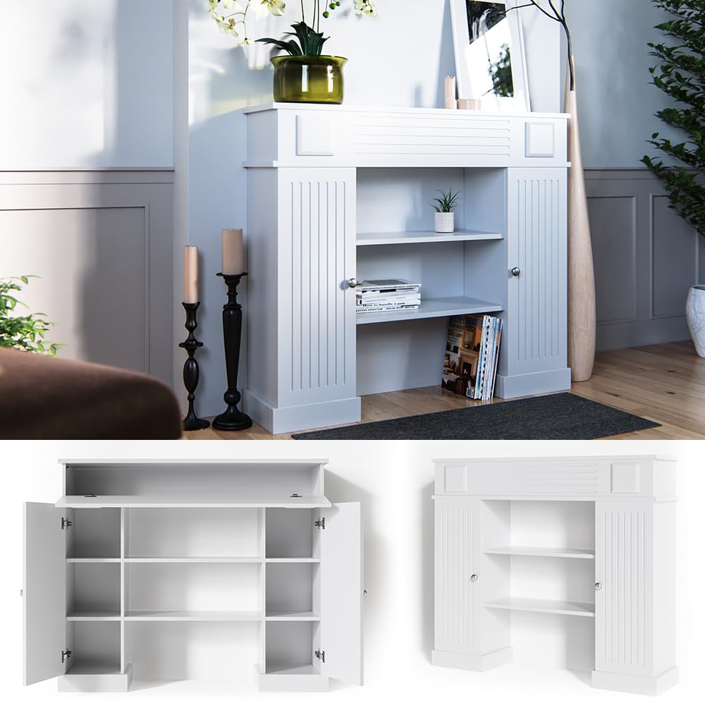 Vicco Marco para Chimenea, Blanco, 119.5 x 103 cm | para el revestimiento decorativo de aberturas de chimenea no utilizadas