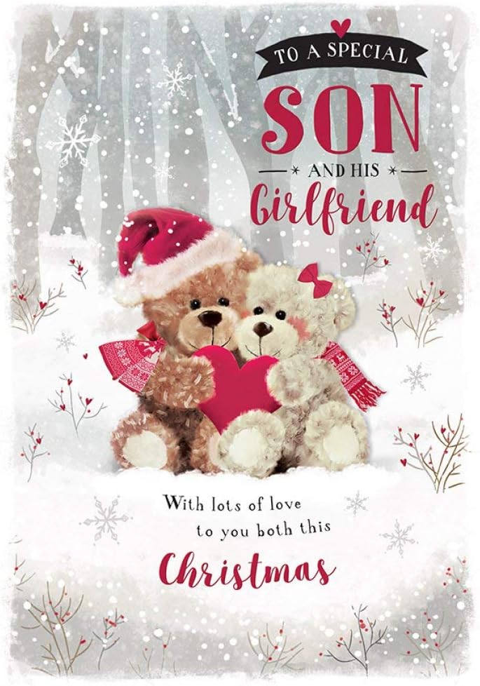 Piccadilly Greetings Cute (Photo) Christmas Card Son & Girlfriend 9 x