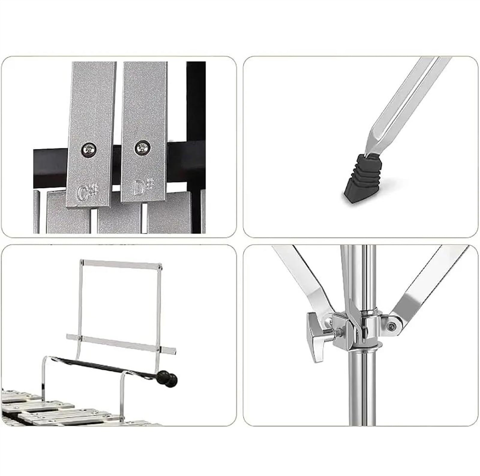 Kit de percusión Glockenspiel para principiantes con almohadilla de práctica silenciosa y soporte ajustable Kit De Glockenspiel Profesional