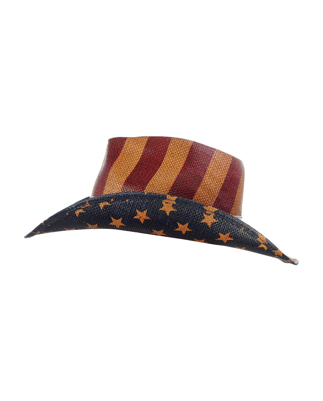 NYFASHION101 Classic Vintage USA American Flag Patriotic Cowboy Cowgirl Hat - Tea Stained, Large
