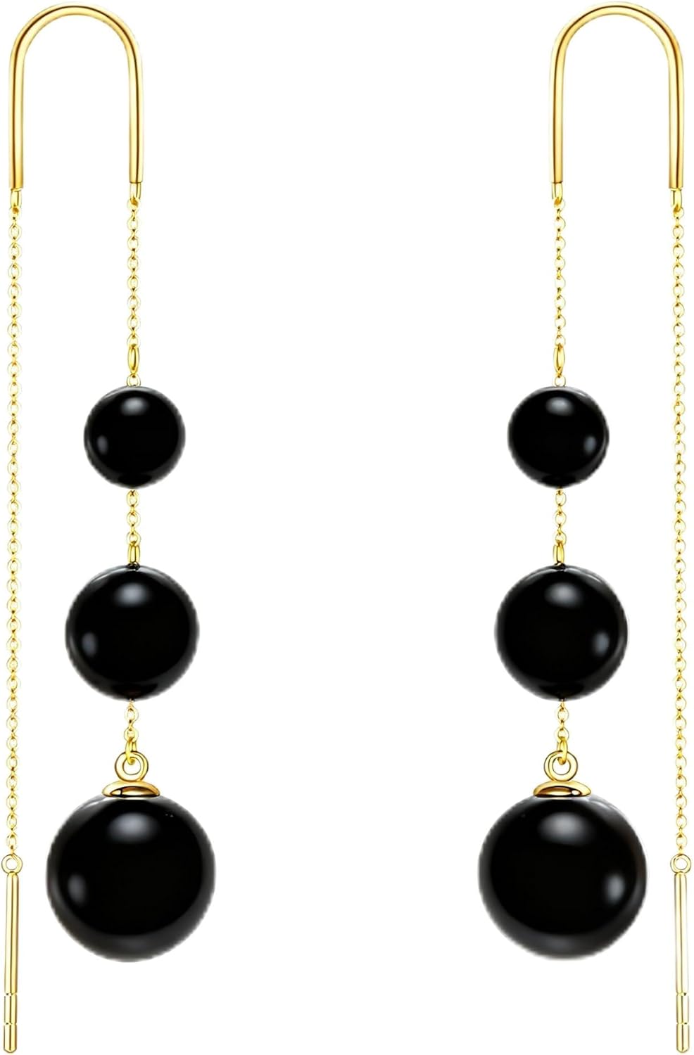 KECHO 10K/14K/18K Gold Freshwater Pink/Black/White Pearl/Turquoise/Onyx/Opal Earrings, Dainty Pearl Earrings for Women, Hypoallergenic Elegant Jewelry Gift for Her