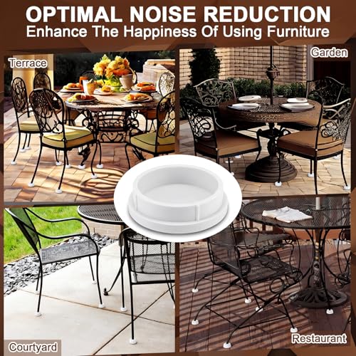 Image of Threehoney 48 Pcs Wrought Iron Patio Furniture Leg Cap 1-1 /4 Chair Feet Cap | White Heavy Duty Nylon Round Chair Leg Glides Floor Protectors for Outdoor Patio Garden Metal Furniture, Table Feet