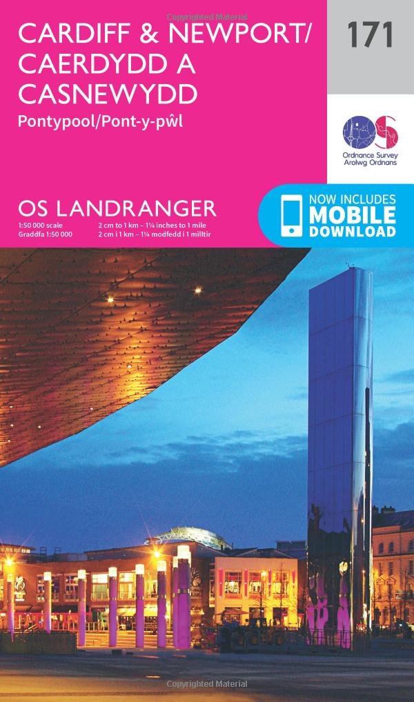 Cardiff & Newport / Caerdydd a Casnewydd Map | Pontypool / Pont-y-pŵl | Ordnance Survey | OS Landranger Map 171 | Wales | Walks | Cycling | Days Out | Maps | Adventure