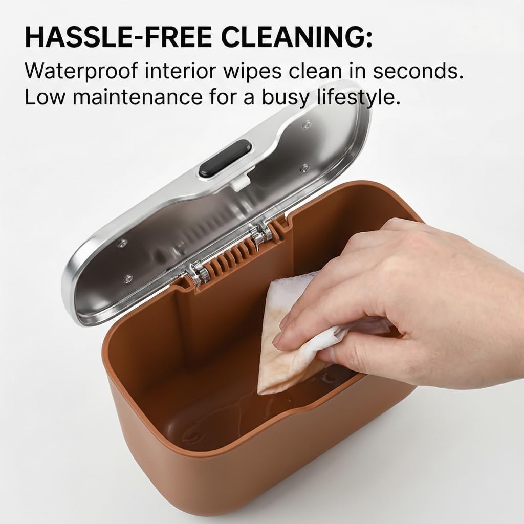 Car Trash Can with Lid - Leakproof Hanging Car Garbage Bin for Door & Seat Back - Waterproof Auto Trash Bag & Multifunctional Storage Organizer for SUV, Truck, Sedan (Brown)