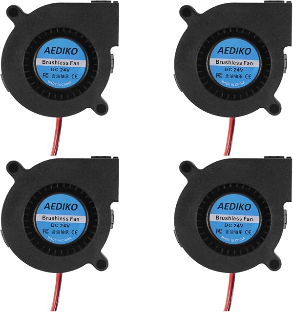 AEDIKO 4pcs 5015 Cooling Blower Fan 3D Printer Fan DC 24V Dual Ball Bearing 50x50x15mm 0.17A Turbo Cool Fan