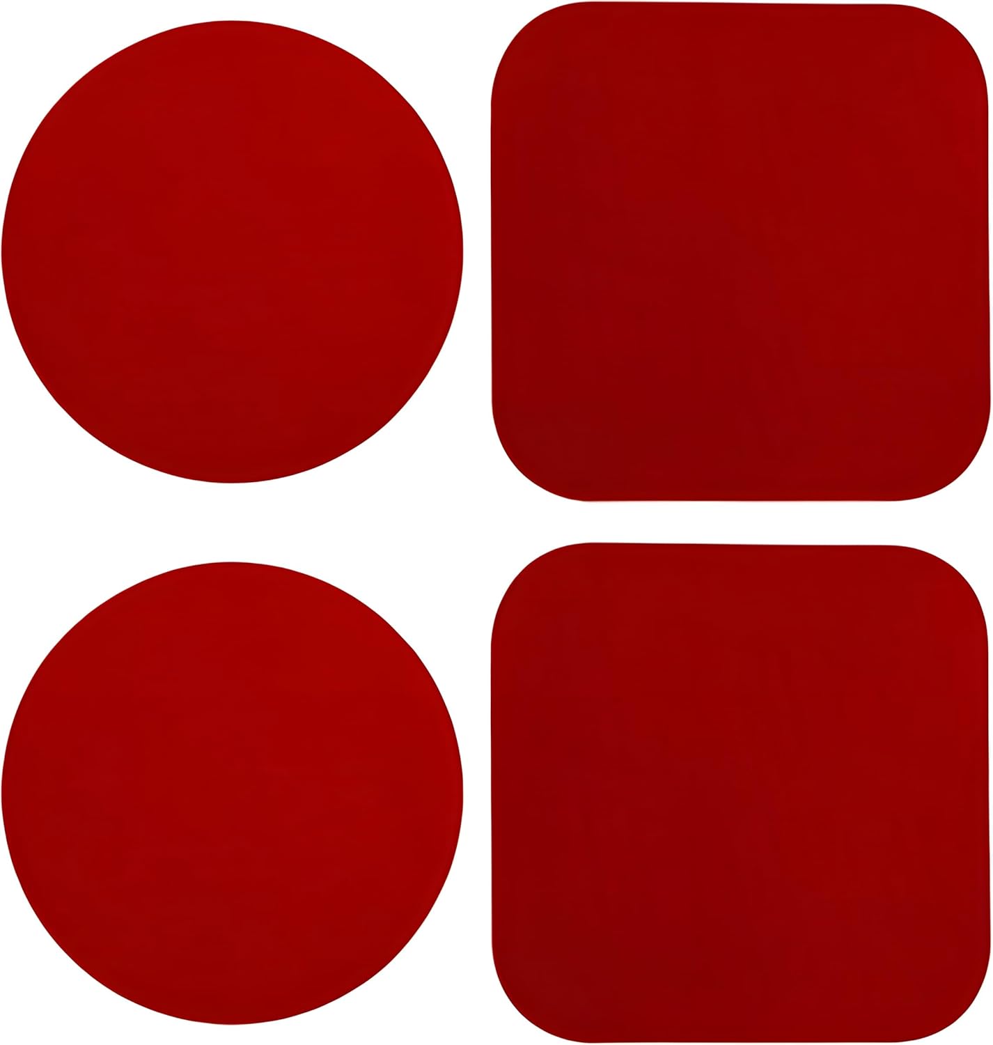 4PCS Jar Opener Set – Multi-Function Silicone Bottle & Lid Gripper Pads, 2 Round + 2 Square Rubber Coasters – Non-Slip Kitchen Gadgets (Red)