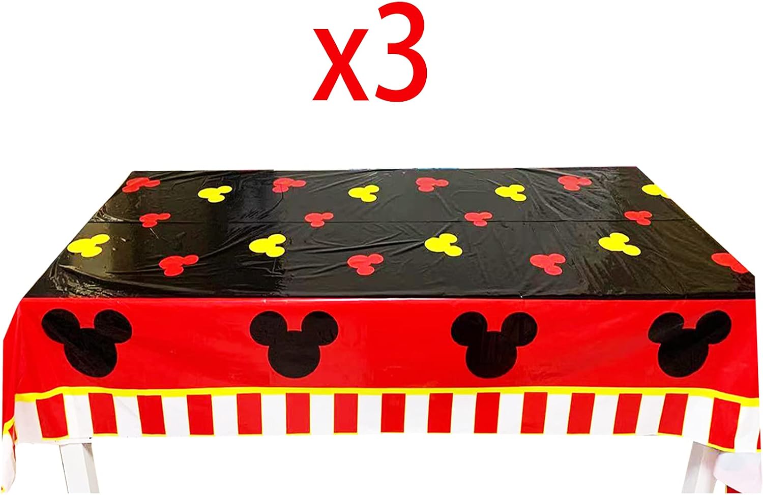 METIXOZE 3pcs Mouse Table Cloth Mouse Tablecover Mickey Birthday Decorations Mouse Birthday Party Supplies 51.2" x 86.6"