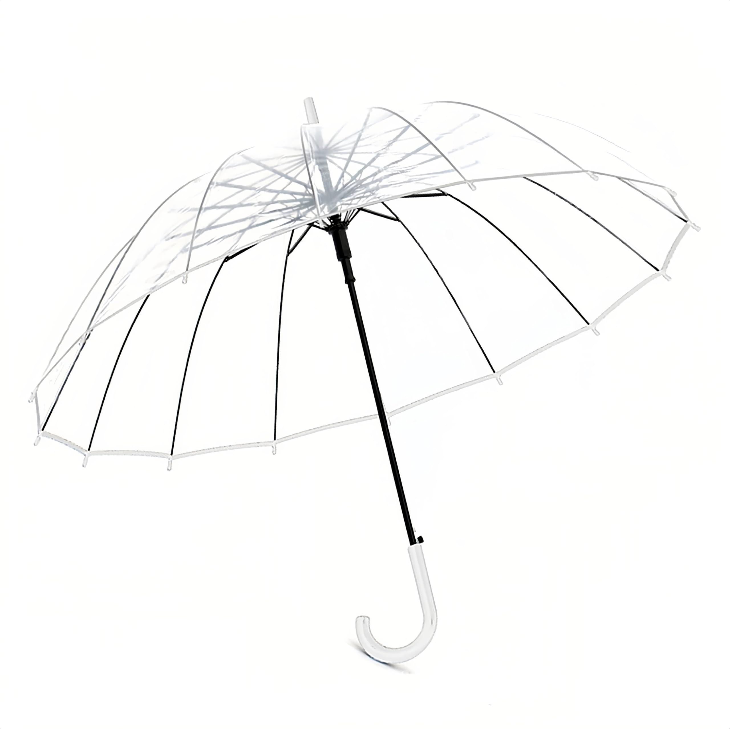ThreeHClear Bubble Travel Umbrella Automatic Open 16 Steel Ribs Extra Large Windproof Pvc Dome for Wedding, Prom, Graduation, Outdoor Events