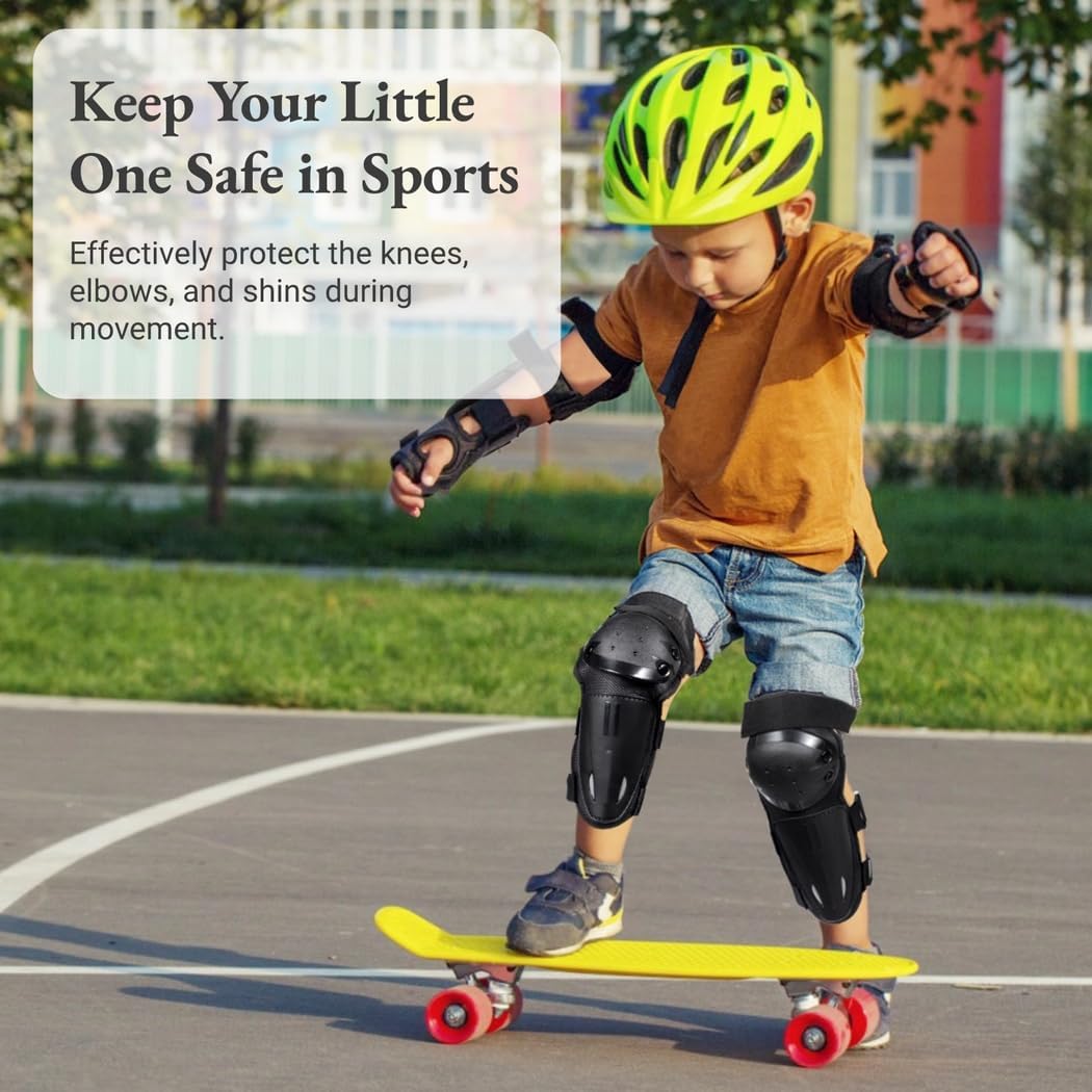 Protective Knee and Elbow Pads for Kids, Adjustable 4-Piece Set for Motocross, Skateboarding, Skiing, More