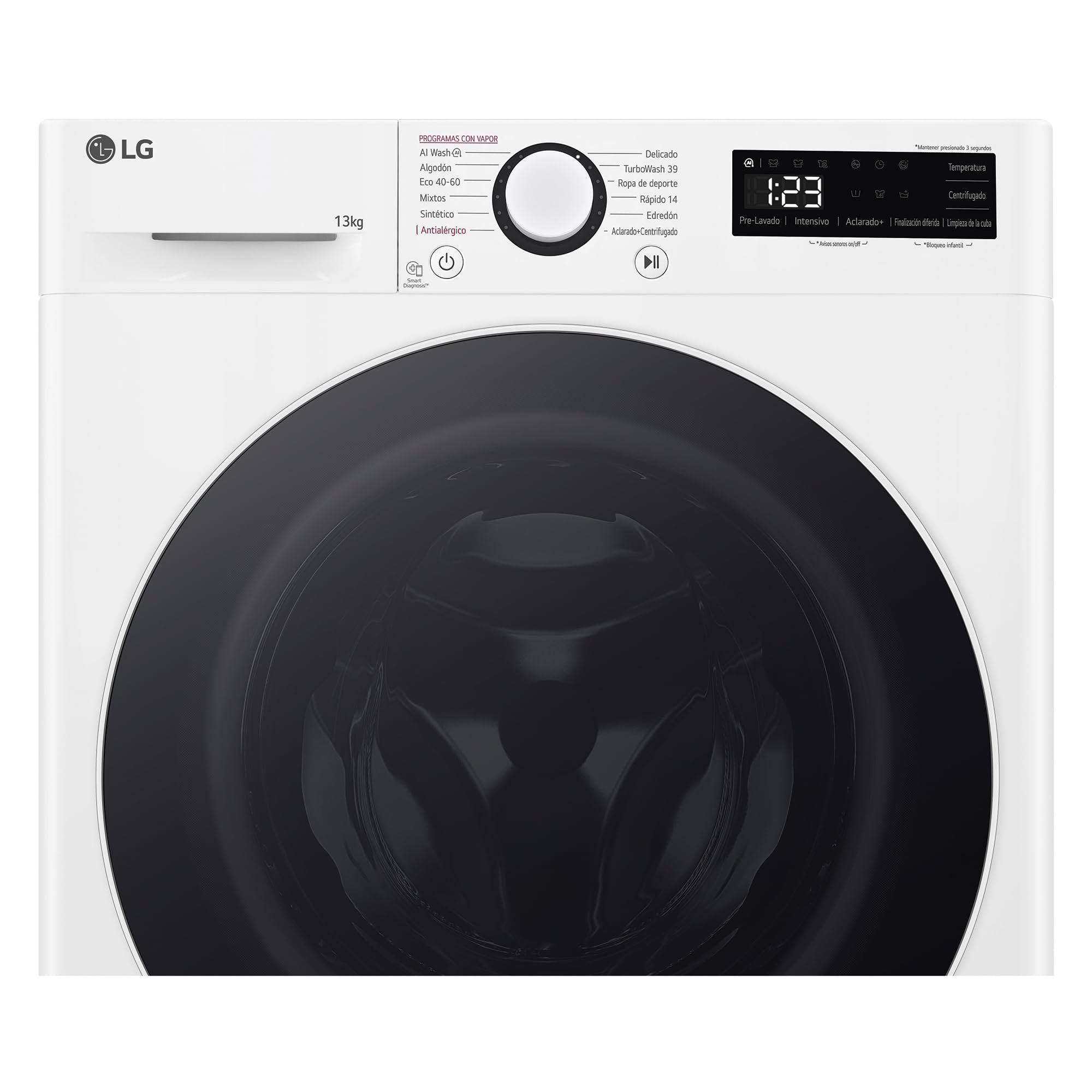 LG F4WR6013A0W - Lavadora Inteligente, 13kg, AI Direct Drive, 1400rpm, Carga Frontal, Clasificación A, TurboWash 360º, Vapor Steam, Serie 600, Blanco
