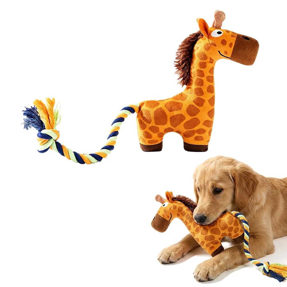 SROCOPT Fun Knotty Crocodile Dog Chew Toy for Interactive Play (Giraffe) | Cotton Rope and Squeaky Plush, Dog Toys for Chewers, Suitable for Puppy, Medium Dogs and Large Dogs