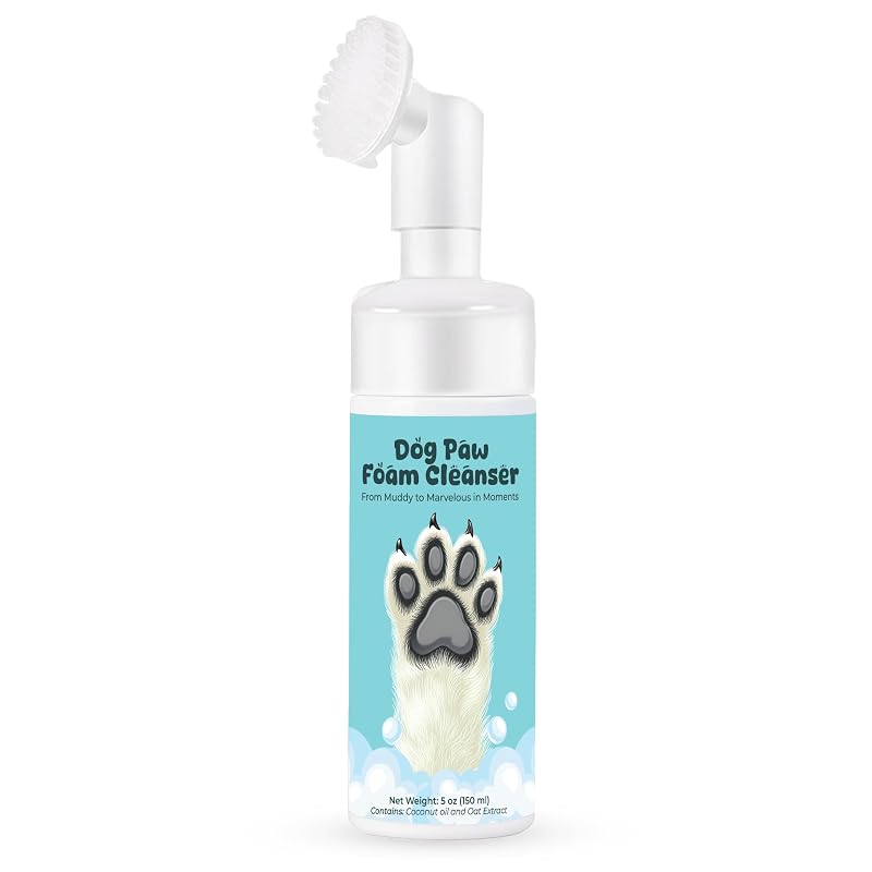 Limpador de Patas para Cães e Filhotes Synra Vila, Espuma sem Enxágue com Óleo de Coco e Extrato de Aveia, Escova de Silicone, 150 mL