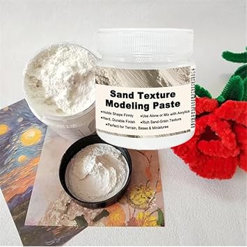 Acrylic Modeling Paste 3D Art Texture Paste 9.88oz/280ml, Ideal for Wood/T-Shirts/Glass/Stone, Sculpting Material Fast Drying Gesso Alternative DIY Crafts Projects (Sand Texture Paint with Bags)