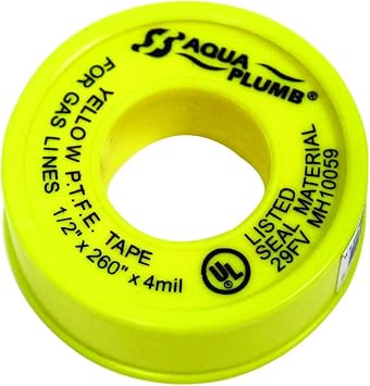 Aqua Plumb 3127Y Yellow Ul PTFE Seal Tape, 1/2" x 260"