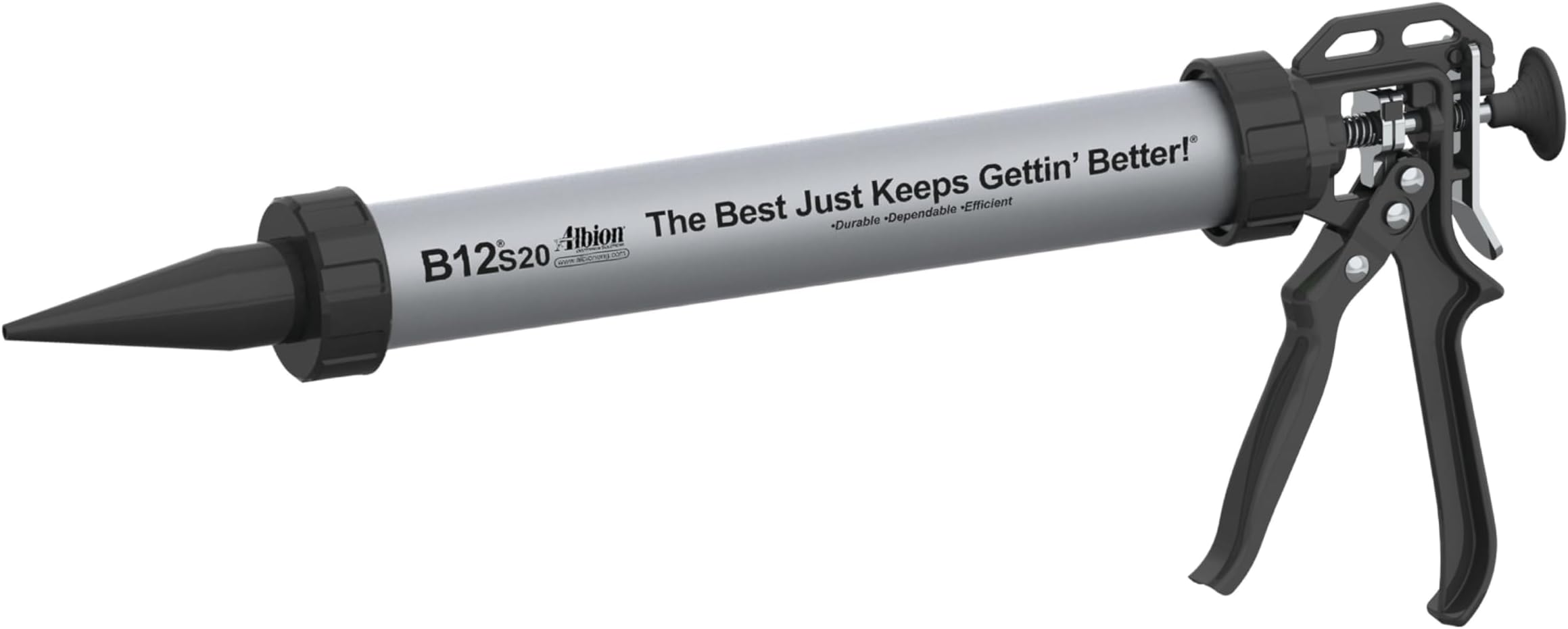 Albion (12:1 Manual Drive) - Engineering B12S20 B-Line Manual Sausage Caulking Gun, 590ml, 12:1 Drive